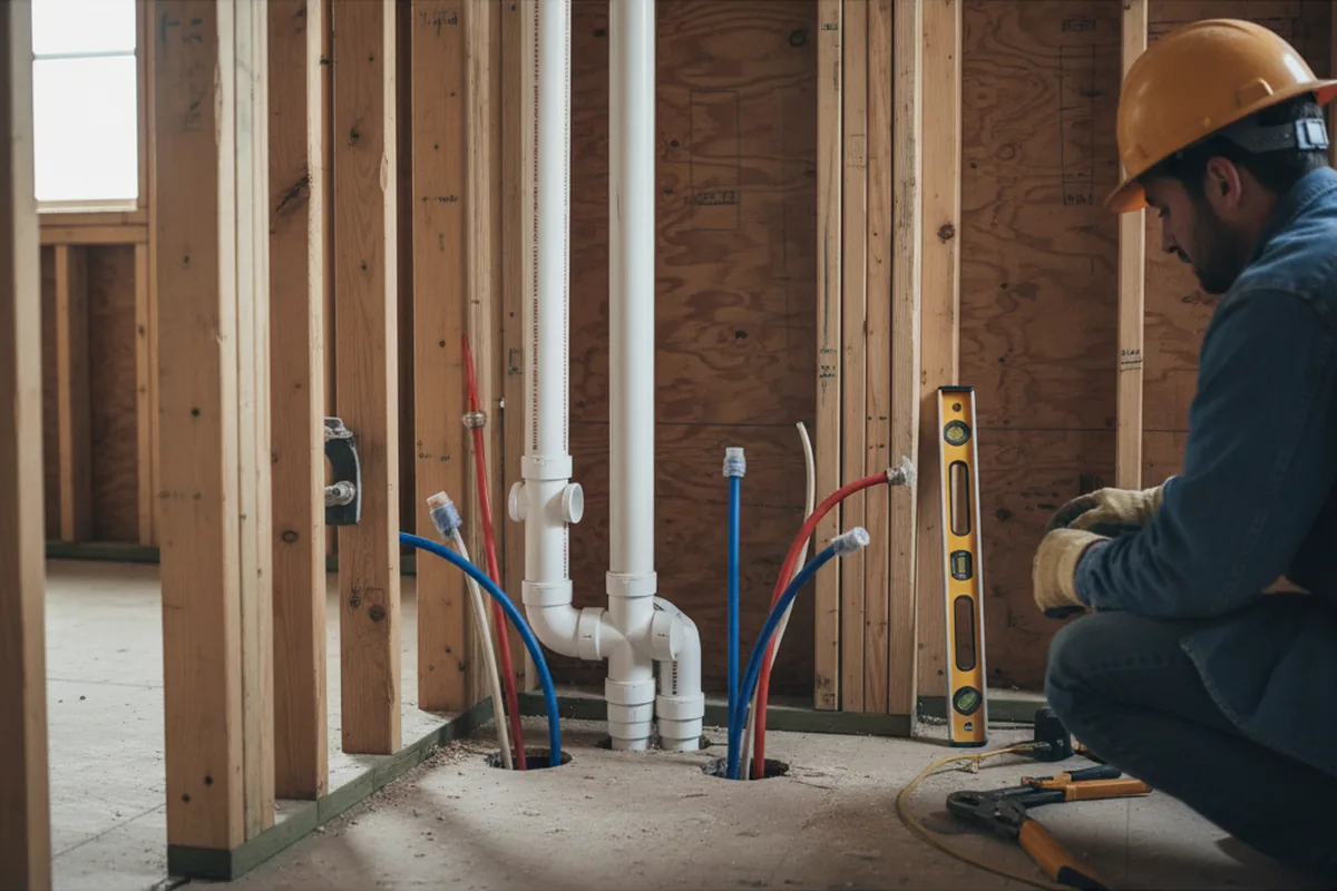 Drain and supply rough-in during Sump Pump Repair in North Zulch