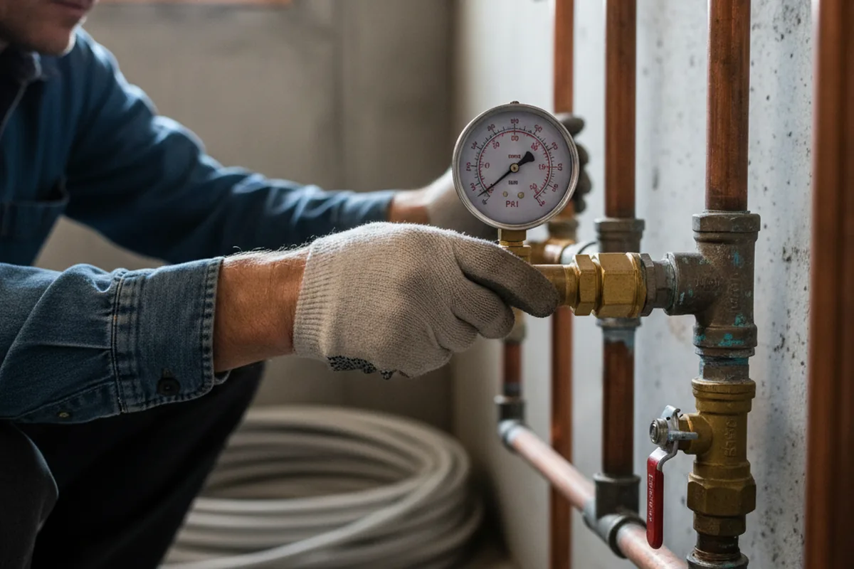 Pressure testing a repaired line during Water Line Repair in North Zulch